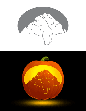 Polar Bear Climbing an Iceberg Pumpkin Stencil