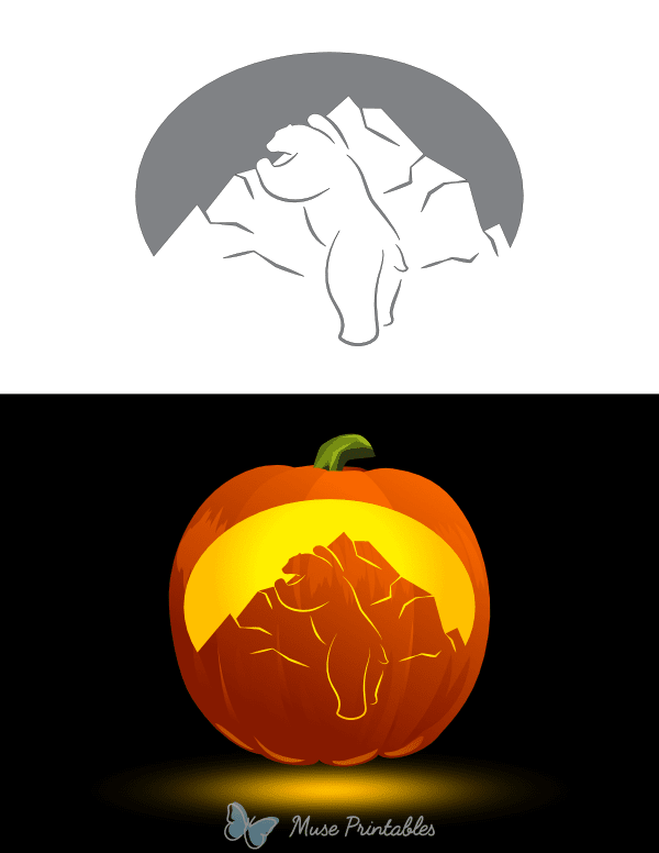 Polar Bear Climbing an Iceberg Pumpkin Stencil