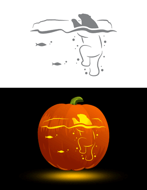 Polar Bear Climbing Out of Water Pumpkin Stencil