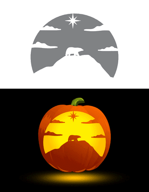 Polar Bear on Iceberg Pumpkin Stencil