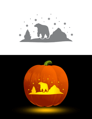 Polar Bear Walking Through Snow Pumpkin Stencil