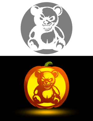 Possessed Teddy Bear Pumpkin Stencil