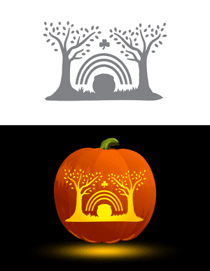 Pot of Gold and Rainbow Pumpkin Stencil