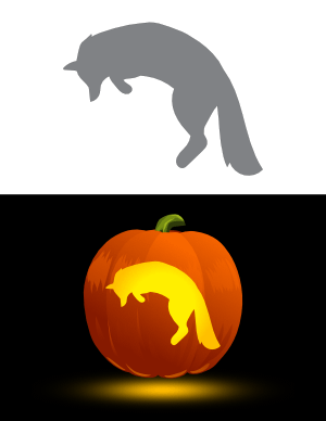 Pouncing Fox Pumpkin Stencil