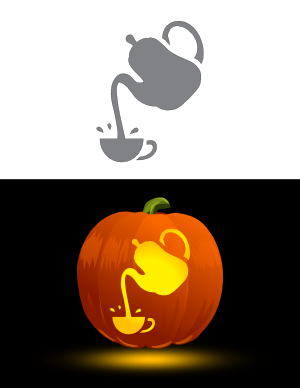 Pouring Teapot Pumpkin Stencil