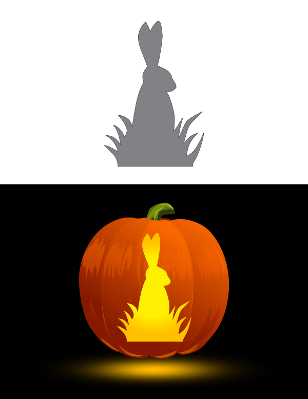 Printable Rabbit and Grass Pumpkin Stencil