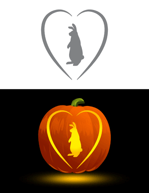Rabbit in Heart Pumpkin Stencil