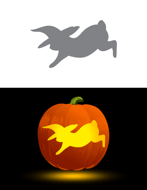 Rabbit in Witch Hat Pumpkin Stencil