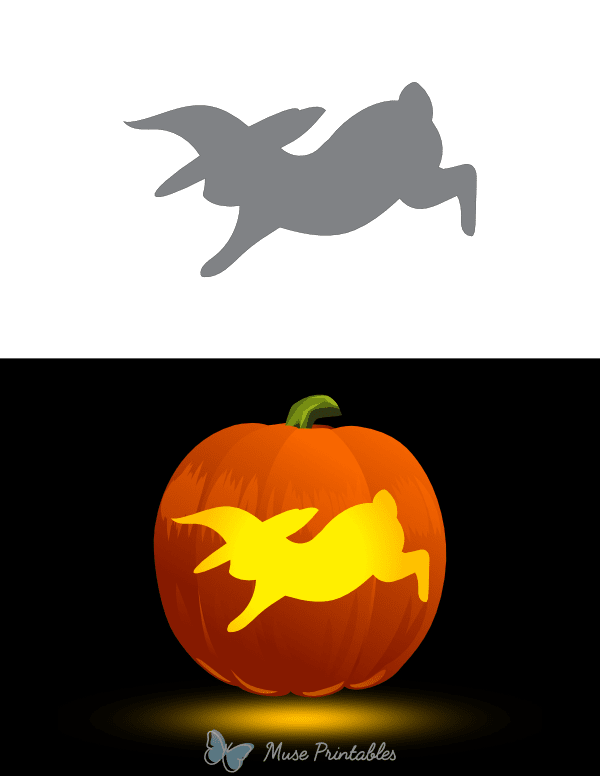 Rabbit in Witch Hat Pumpkin Stencil