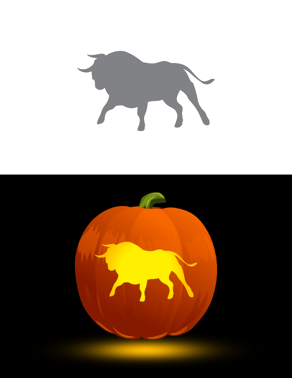 Raging Bull Pumpkin Stencil