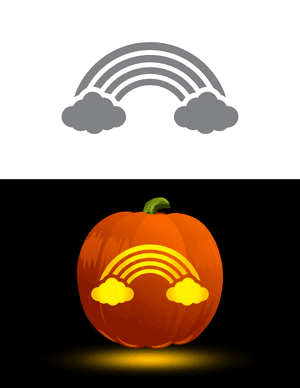 Rainbow and Clouds Pumpkin Stencil