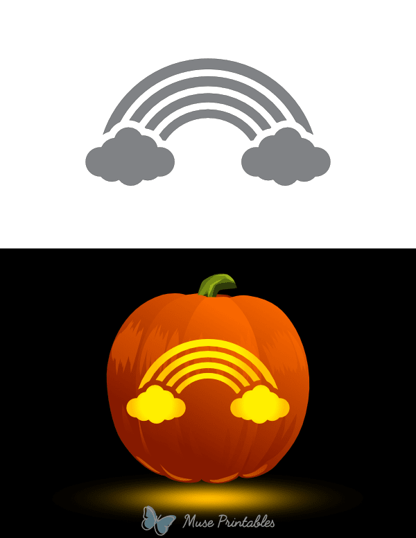 Rainbow and Clouds Pumpkin Stencil