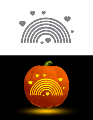 Rainbow and Hearts Pumpkin Stencil