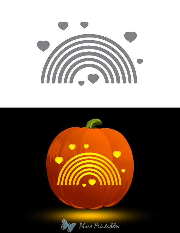 Rainbow and Hearts Pumpkin Stencil