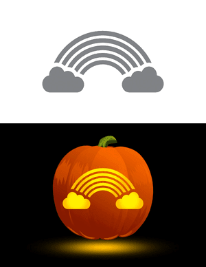 Rainbow With Clouds Pumpkin Stencil