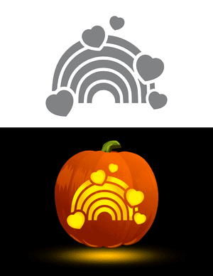 Rainbow With Hearts Pumpkin Stencil