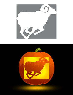Ram Running Pumpkin Stencil