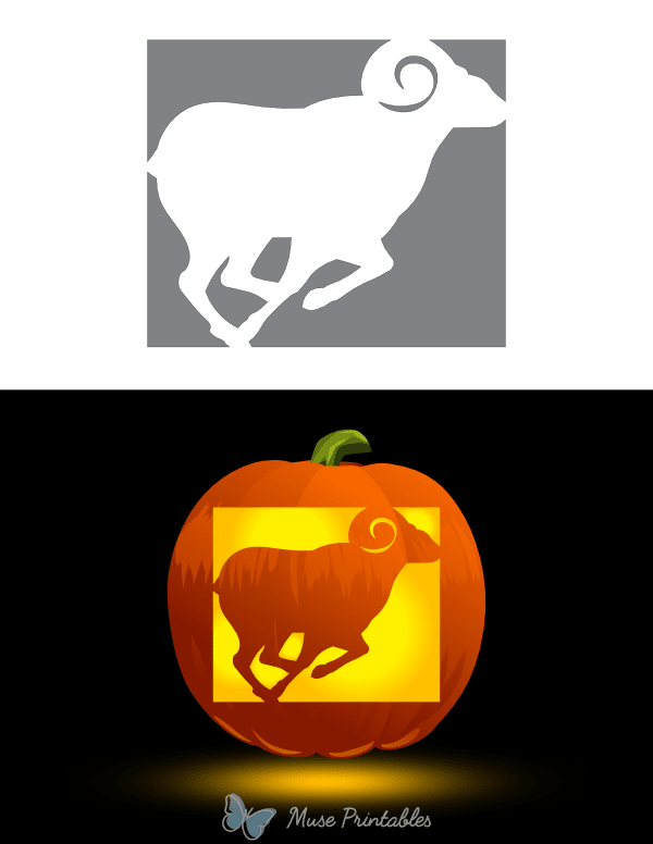 Ram Running Pumpkin Stencil