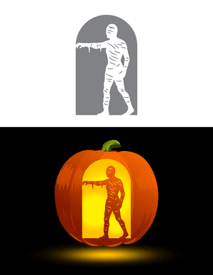 Reaching Mummy Pumpkin Stencil