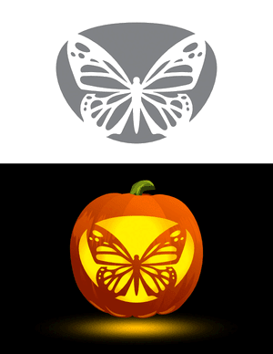 Realistic Butterfly Pumpkin Stencil
