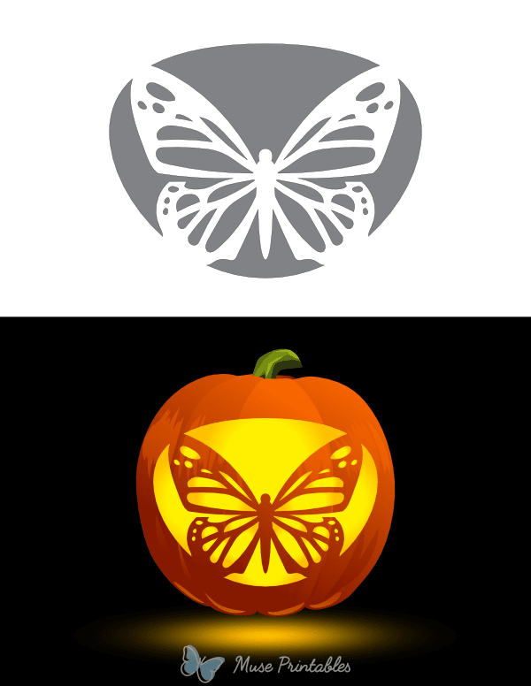 Realistic Butterfly Pumpkin Stencil
