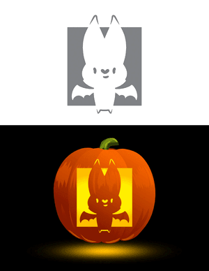 Really Cute Bat Pumpkin Stencil