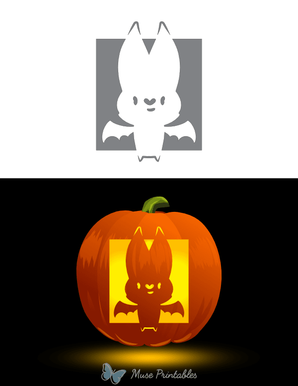 Really Cute Bat Pumpkin Stencil