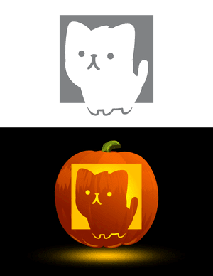 Really Cute Cat Pumpkin Stencil