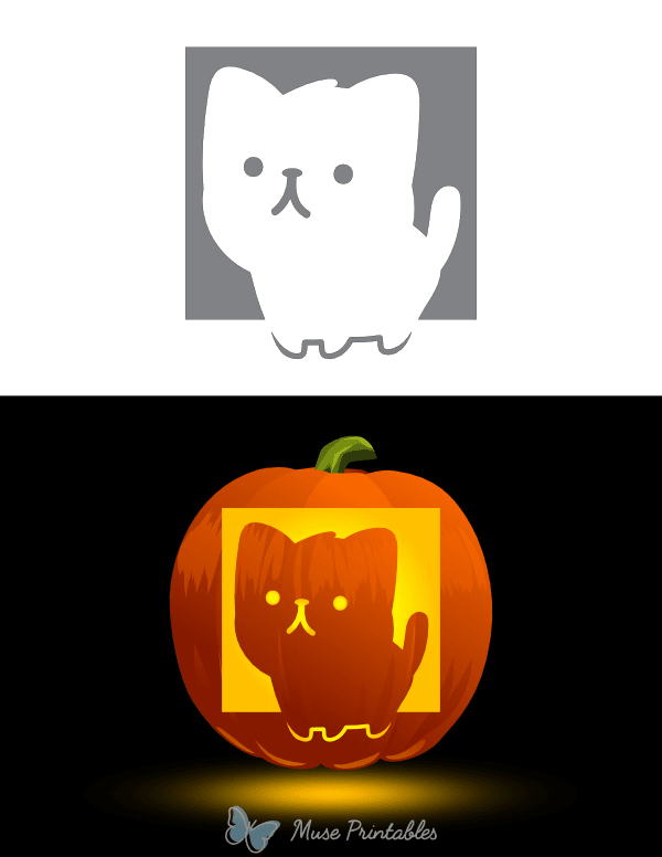 Really Cute Cat Pumpkin Stencil