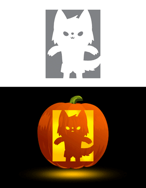 Really Cute Werewolf Pumpkin Stencil