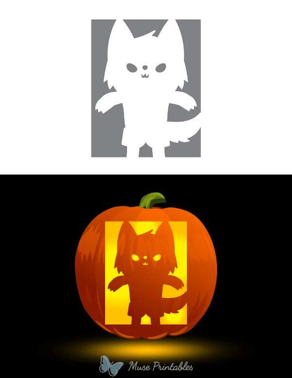 Really Cute Werewolf Pumpkin Stencil