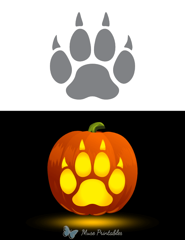 Printable Really Easy Paw Print Pumpkin Stencil