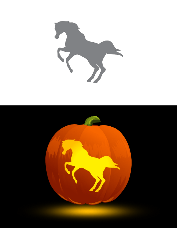 Printable Rearing Arabian Horse Pumpkin Stencil