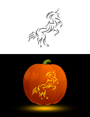 Rearing Tribal Unicorn Pumpkin Stencil