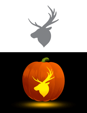 Reindeer Head Outline Pumpkin Stencil