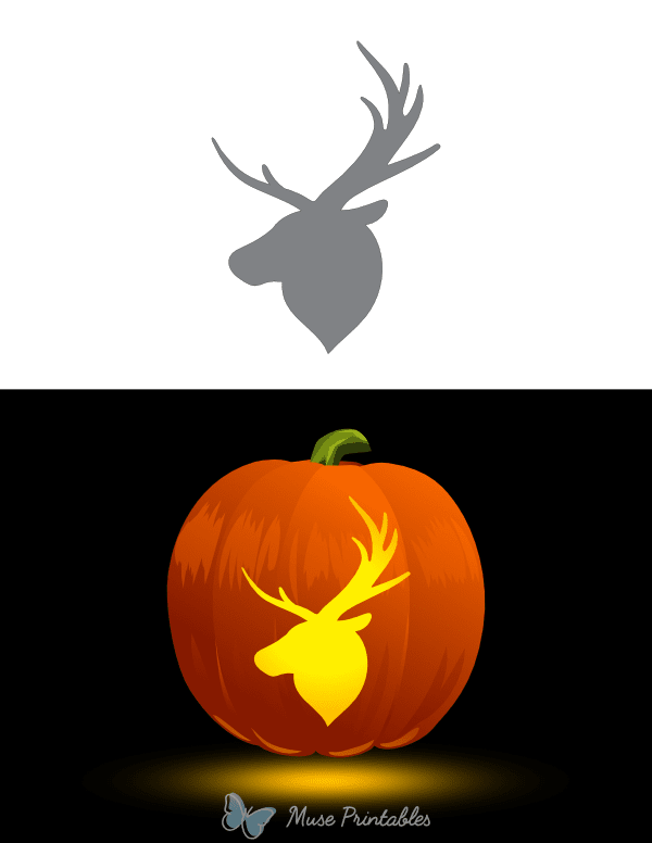 Reindeer Head Outline Pumpkin Stencil