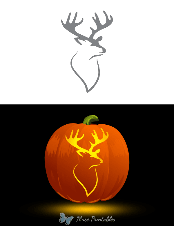 Reindeer Head Pumpkin Stencil
