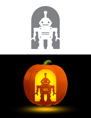 Retro Robot Pumpkin Stencil