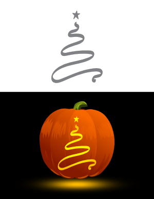 Ribbon Christmas Tree Pumpkin Stencil