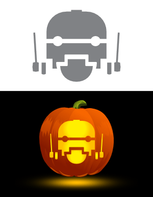 Robot Head Pumpkin Stencil