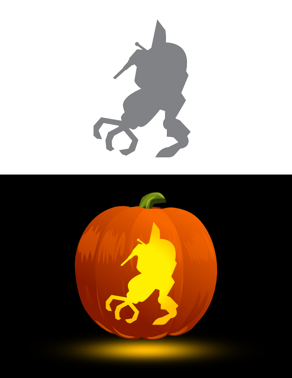 Printable Robot with Claw Pumpkin Stencil