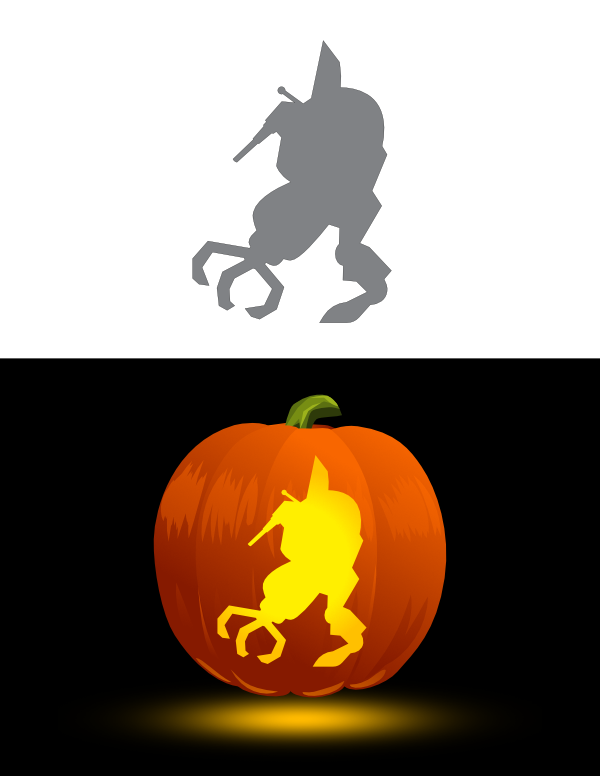 Robot with Claw Pumpkin Stencil