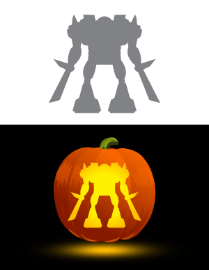 Robot with Swords Pumpkin Stencil