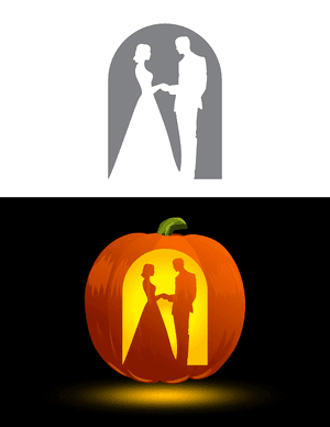 Romantic Couple Pumpkin Stencil