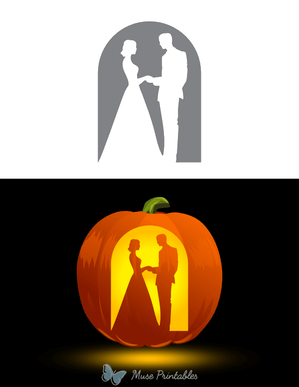 Romantic Couple Pumpkin Stencil