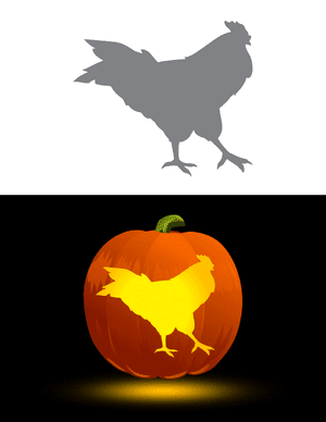 Rooster Outline Pumpkin Stencil