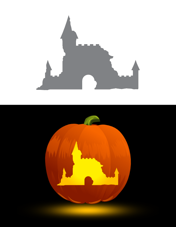 Ruined Castle Pumpkin Stencil