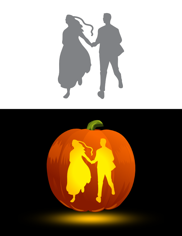 Printable Running Bride and Groom Pumpkin Stencil