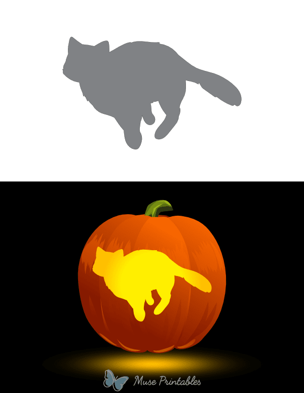 Running Cat Pumpkin Stencil