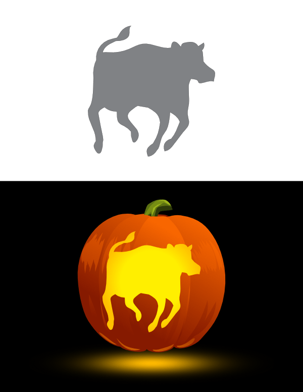 Printable Running Cow Pumpkin Stencil